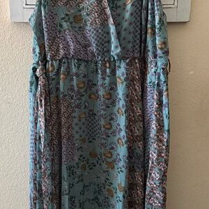 BloomChic Teal and Multicolor Floral Dress